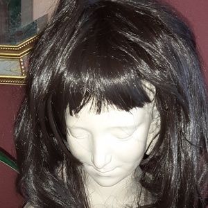 Wig,  black, long hair, bangs, can also be used for costume.